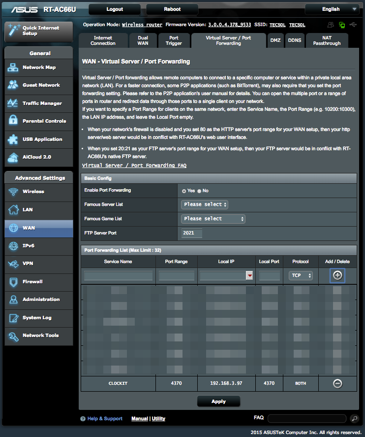 asus router port forwarding