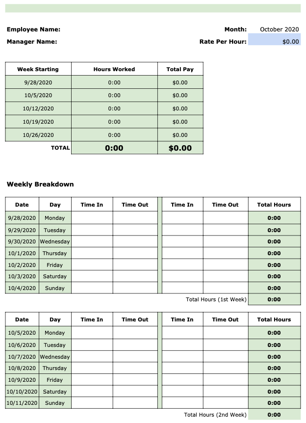 clockit free timesheet template monthly