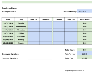 100% Free Timesheet Templates for Cleaning Services - ClockIt